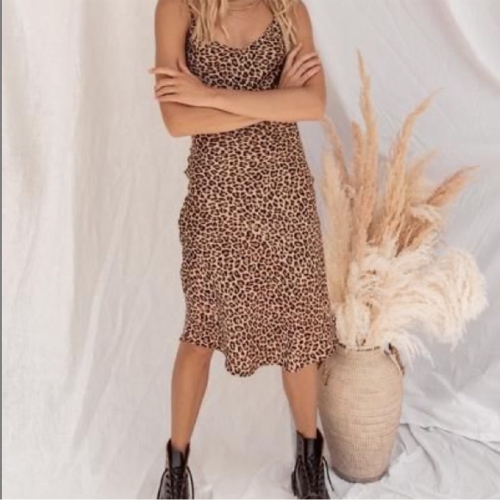 AUDREY 3+1 Dress Womens Sz Medium Brown Animal Print Slip dress - Picture 12 of 12